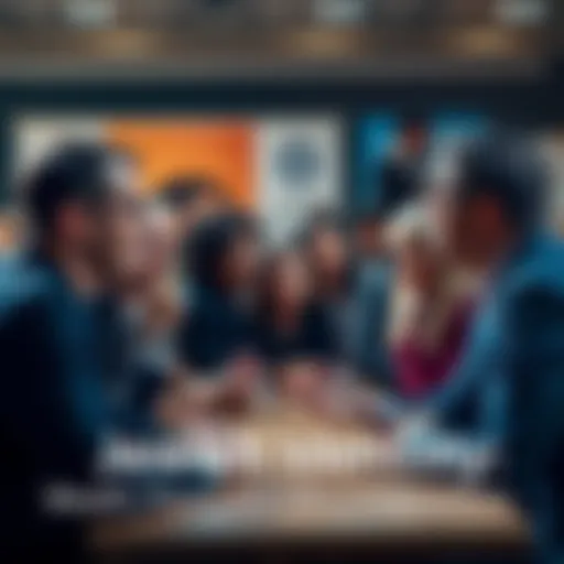 A diverse group of people engaged in a thoughtful conversation about Jewish identity, wealth, and anti-Semitism, with focused expressions and open gestures.