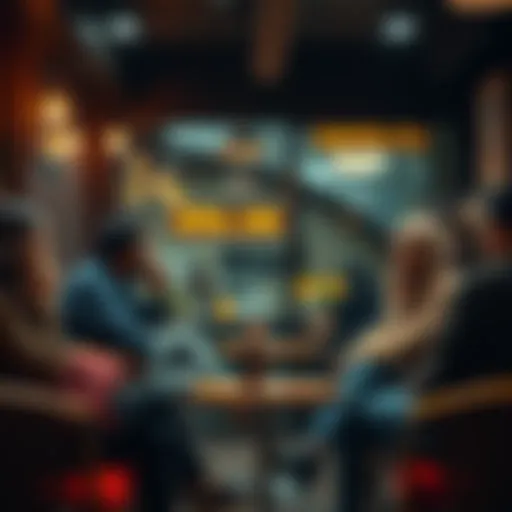 A group of diverse people engaged in a deep discussion about beliefs surrounding life after death, sitting in a cozy café setting.