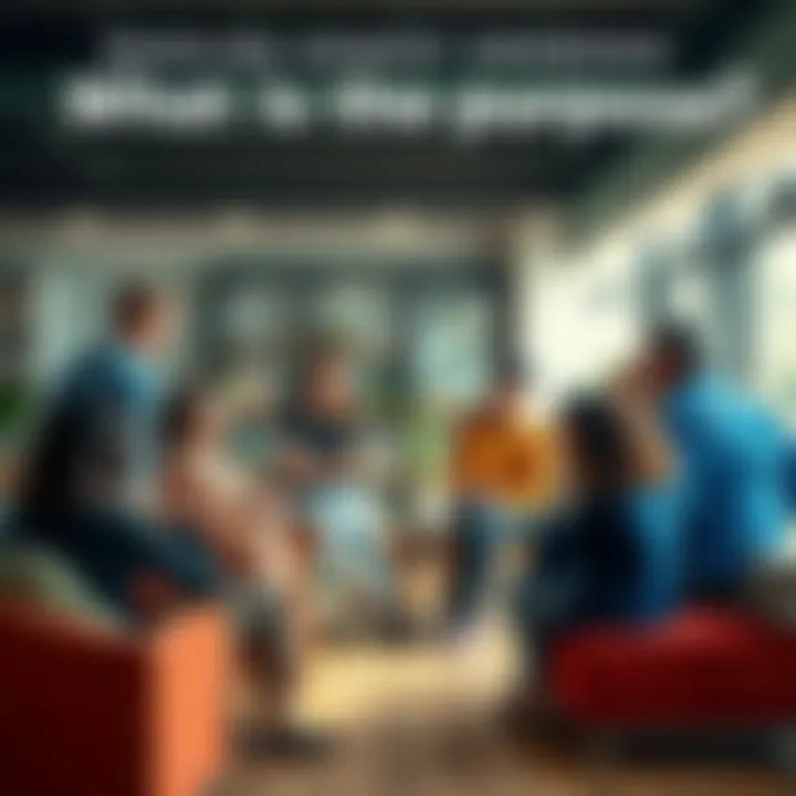 A group of diverse people sitting in a circle, sharing thoughts on the meaning of life in a friendly atmosphere.