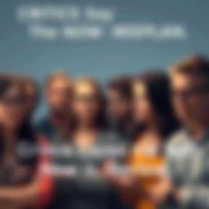 A group of people expressing their disappointment over a plain design, featuring bored expressions and muted colors