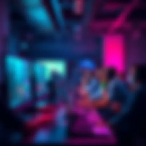 A group of people engaging in lively discussions at their computers on various forums and user boards.