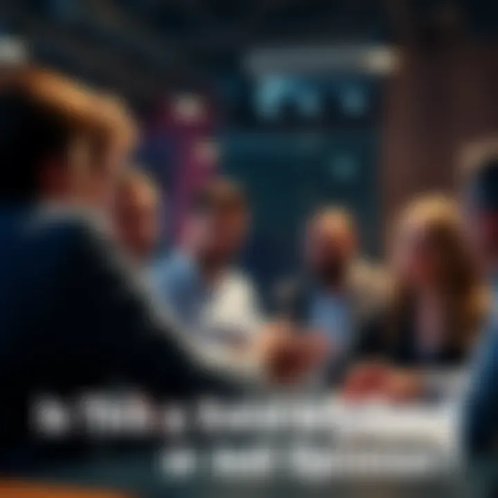 A group of people engaging in a lively discussion with one person presenting an argument while others listen attentively.