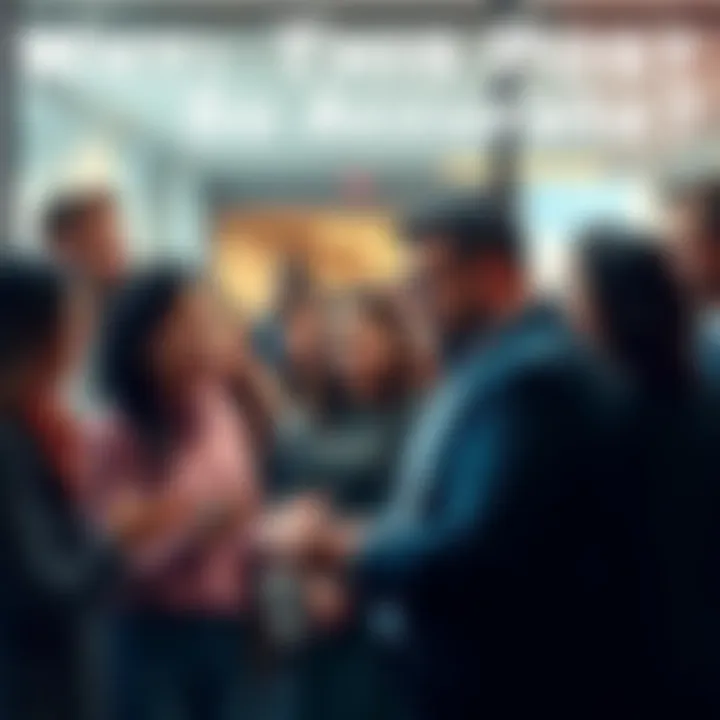 A diverse group of people animatedly discussing and reacting to a post, showing strong emotions