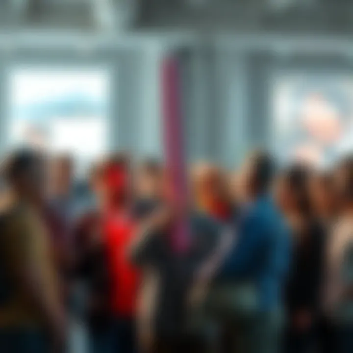 A group of people gathered around, sharing opinions about a peculiar rod-like object. Some look puzzled, while others seem intrigued by its appearance.