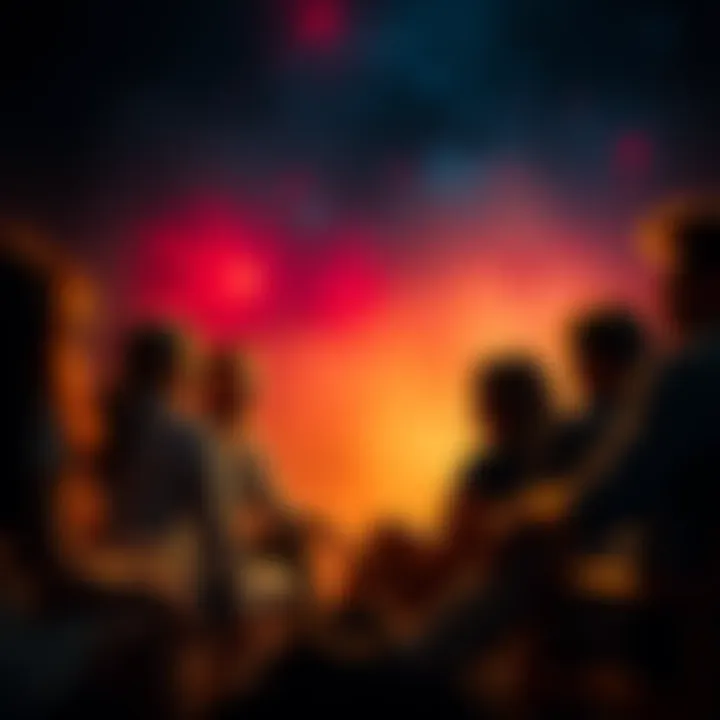 A group of individuals in a circle sharing experiences about Jungian therapy and mental health support