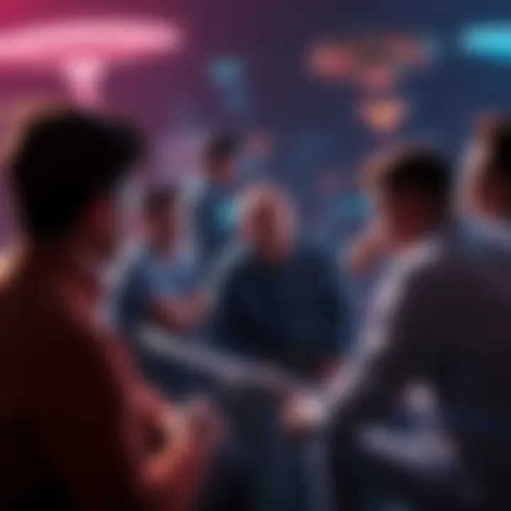 A group of people sitting in a circle sharing thoughts about UAPs, some looking concerned while others appear thoughtful.