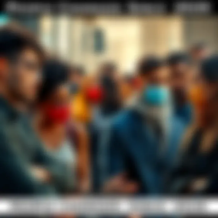 People discussing vaccination impact A diverse group of people engaging in a serious conversation about the effects of vaccination and social changes since 2020, with concerned expressions.