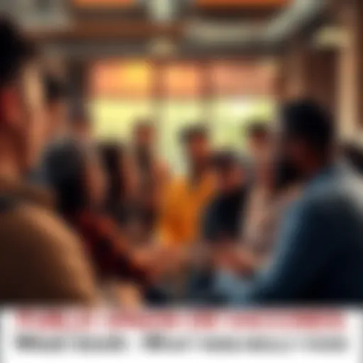 A group of diverse people sharing opinions about vaccines in a community setting