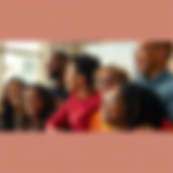 A diverse group of people smiling and connecting, symbolizing positivity and community support.