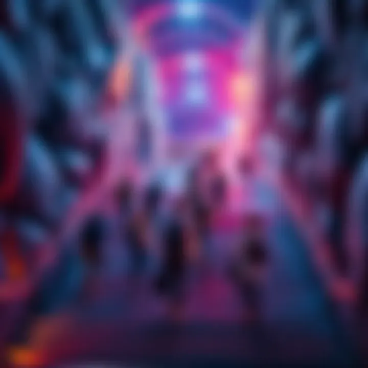 Group of people walking up the magic stairs, sharing stories and experiences