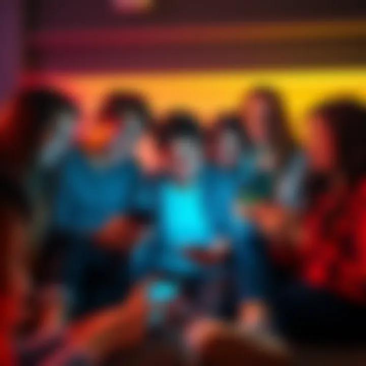 A group of friends sharing their moods through texts and emojis on a smartphone