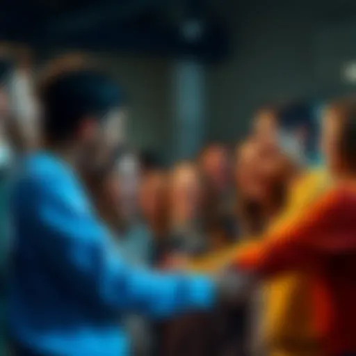 A group of people sharing their feelings in a circle, showing a range of emotions like happiness, sadness, and understanding.