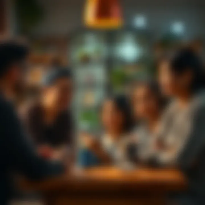 A diverse group of people discussing traits and interests for companionship in a cozy setting