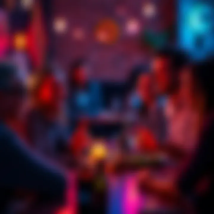 A group of friends laughing together while sharing dark jokes at a cozy gathering