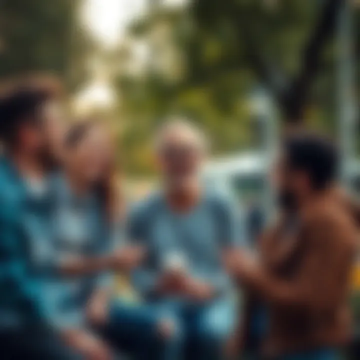 A group of friends sharing a funny moment and laughing together at a park