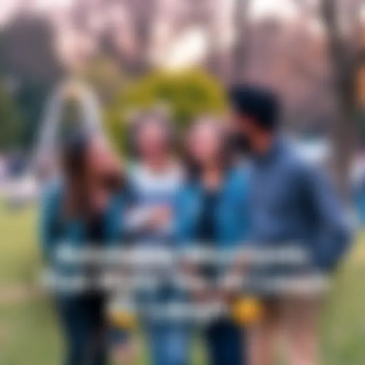 People laughing together A group of friends sharing a funny moment and laughing joyfully in a park setting