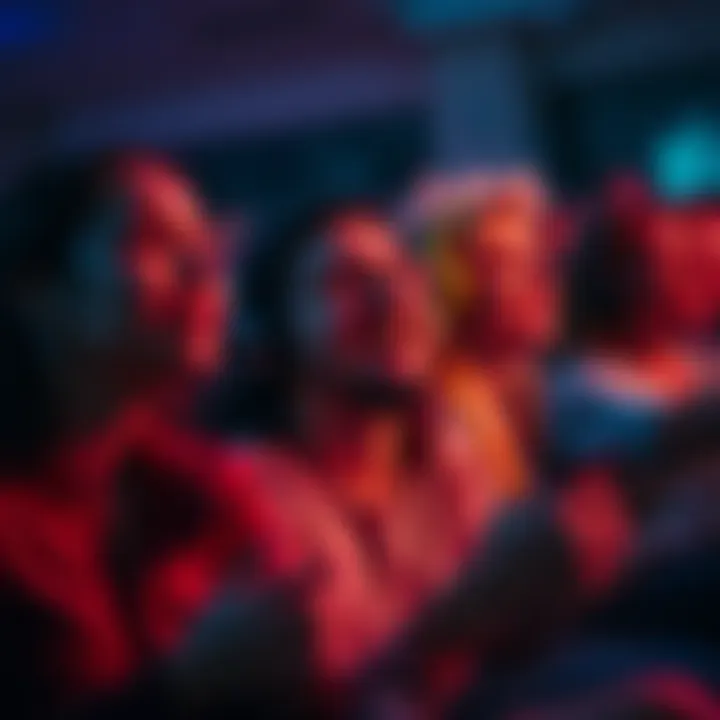 A group of people enjoying music together, showing strong emotional reactions