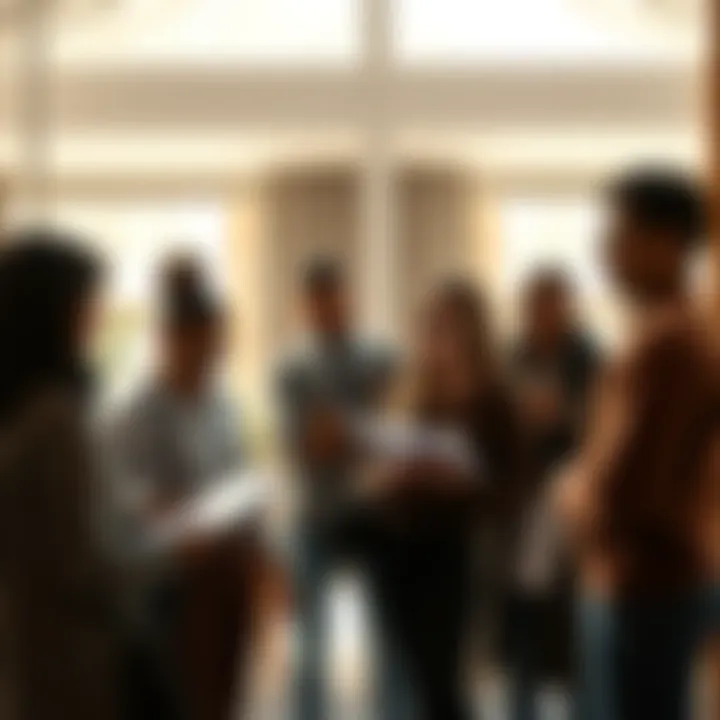 A group of people discussing plans and taking notes for the claiming process in a bright, inviting setting.