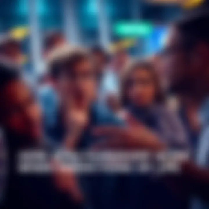 Group of people expressing surprise and discussion as their predictions about the future come true