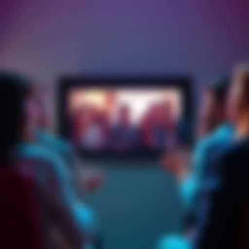 A group of people watching a video on a screen, showing expressions of amazement and disbelief.