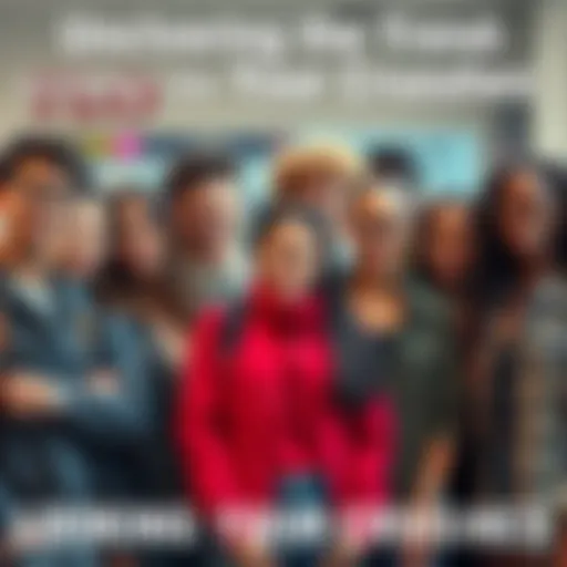 A group of diverse people standing together, each showcasing features similar to their crushes, smiling and posing confidently