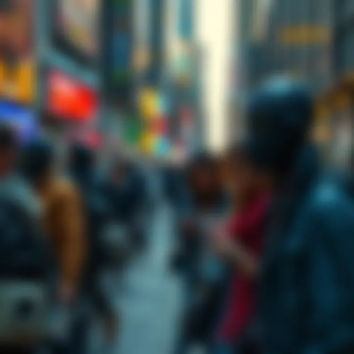 People Acting Robotically A crowd of people walking in the city, all looking down at their phones, resembling robotic behavior.