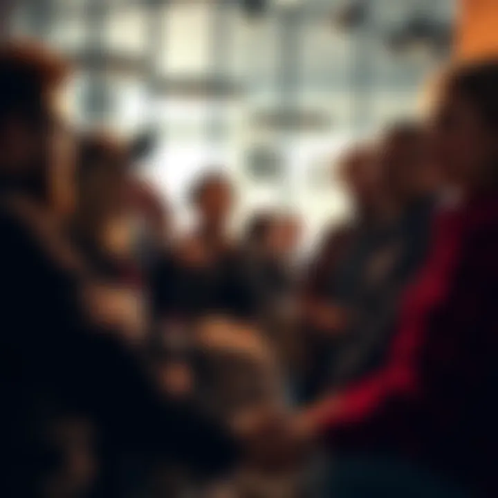 A group of diverse people discussing their unusual feelings and experiences in a community setting.