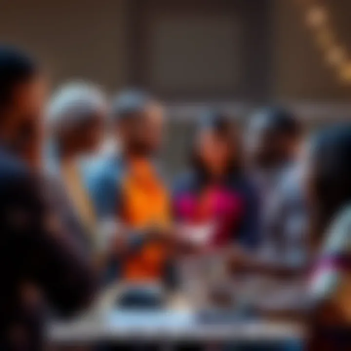 A diverse group of people discussing their personal religious beliefs in a warm setting, reflecting different cultural backgrounds and experiences.