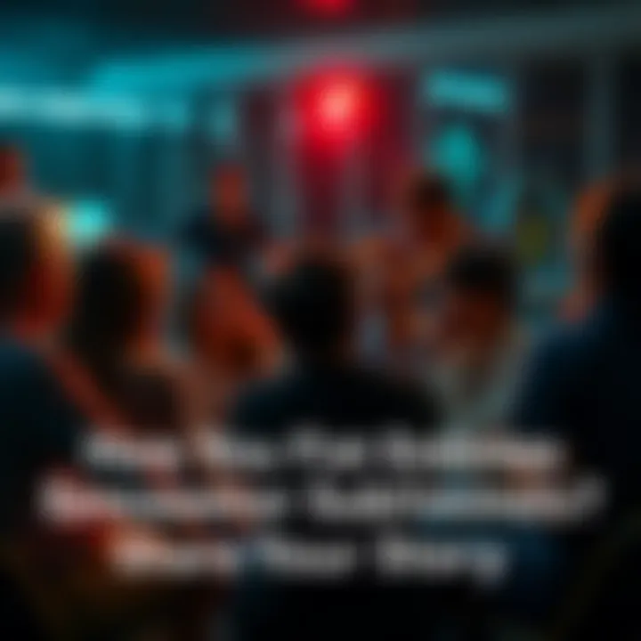 A group of people sitting in a circle, discussing their first encounters with subliminal messages with enthusiasm