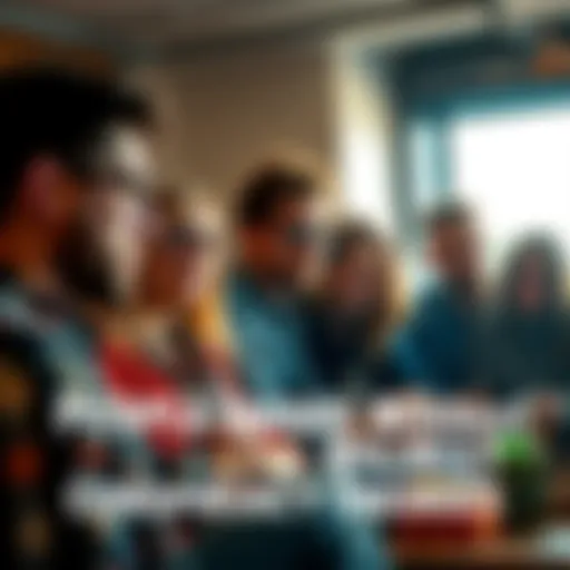 A group of people discussing wild conspiracy theories passionately, some look frustrated while others appear intrigued, set in a casual gathering