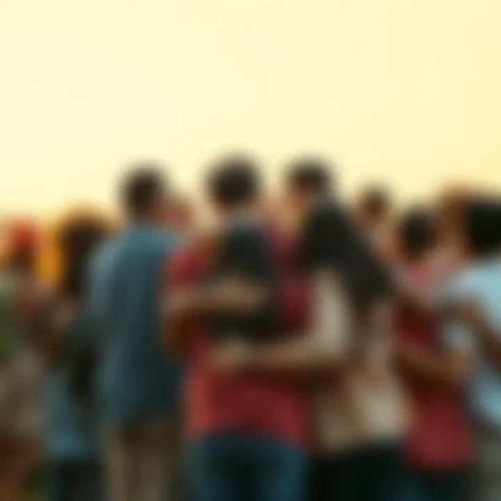 A diverse group of people embracing each other, symbolizing love and unity amidst global challenges.