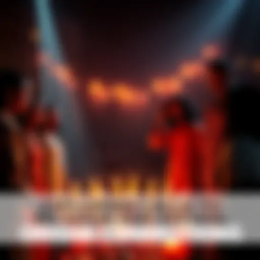 A group of people standing in a circle, sharing experiences about religion and orisha connections, with candles and symbols around them.