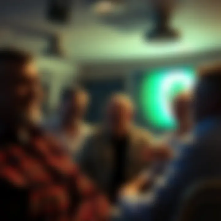 Group of people laughing and sharing stories about Alien Autopsy show from 1995 on a phone call