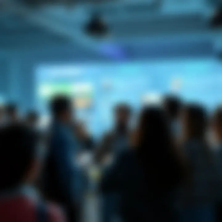 A group of people engaged in conversation, expressing excitement about upcoming changes, with a visual of lively discussions on forums in the background.