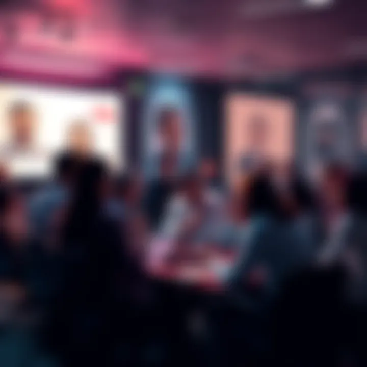 A group of people engaging in a lively discussion in a chat room, sharing thoughts and ideas openly.