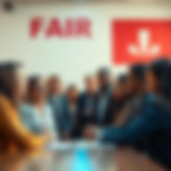 A group of diverse individuals engaged in a serious conversation about fairness and equality, illustrating the concept of double standards in society.