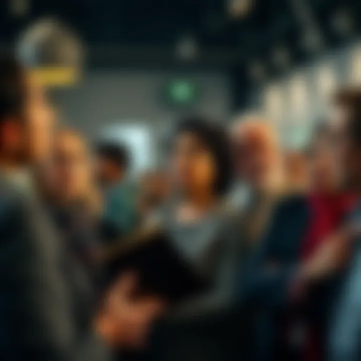 A diverse group of people engaged in conversation, expressing confusion and curiosity about a two-year silence from a notable group, with some showing signs of concern and others deep in thought.