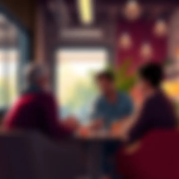 A group of people engaged in a lively discussion about current topics in a cozy environment.