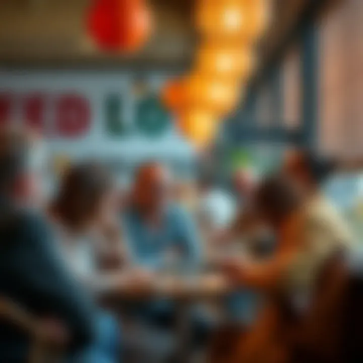 A group of people sitting at a cafe, sharing thoughts on food and housing issues in today's culture.