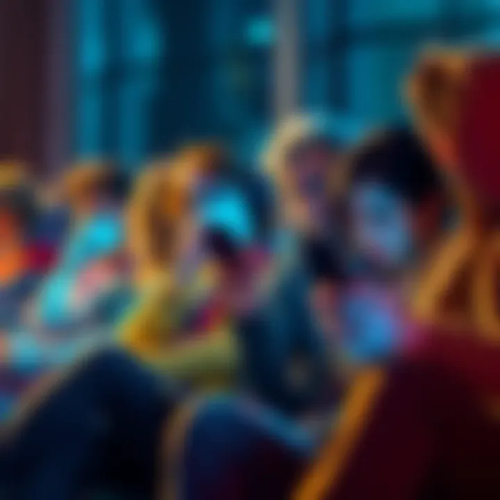 People with phones on Do Not Disturb Group of people sitting together with their phones set to Do Not Disturb, looking distracted and disconnected from each other