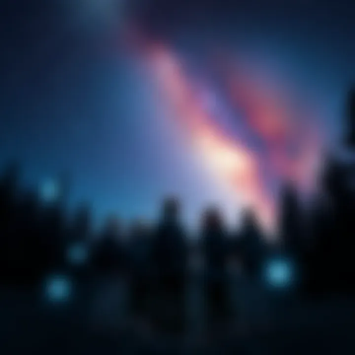 Group of people gazing at the stars with awe and wonder during a clear night