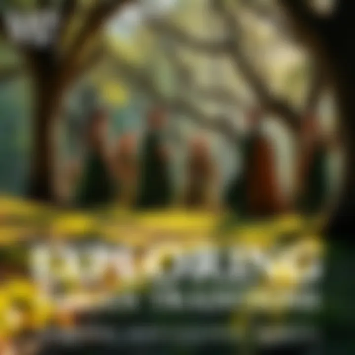 People exploring pagan traditions A group of individuals gathered in nature, discussing their pagan heritage and ancestral roots, surrounded by trees and symbols of nature.