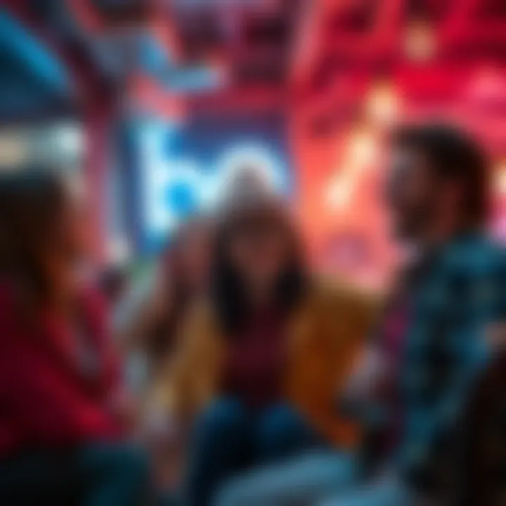 People expressing affection with the term 'Boo' A group of friends laughing and using the term 'Boo' in a casual setting, showcasing its meaning of affection and friendship.