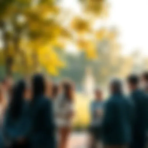 A diverse group of people discussing and sharing ideas in a park, representing unity and consciousness shift