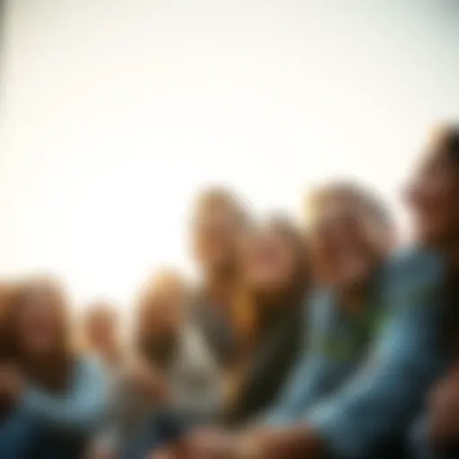 A group of friends laughing and enjoying each other's company, creating a joyful atmosphere.