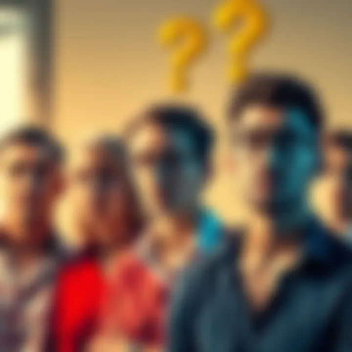 A group of people with puzzled expressions, discussing recent news and events that cause uncertainty.