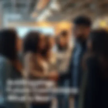 A diverse group of people smiling and shaking hands in a casual setting, symbolizing new connections and friendships.