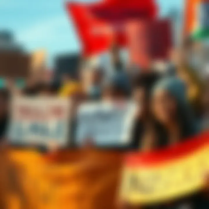 A group of diverse people holding signs and banners, expressing their frustration with societal injustice and calling for change.