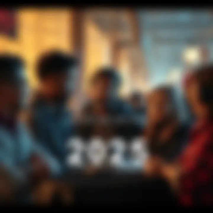 Group of diverse individuals discussing their best and worst moments of 2025 together