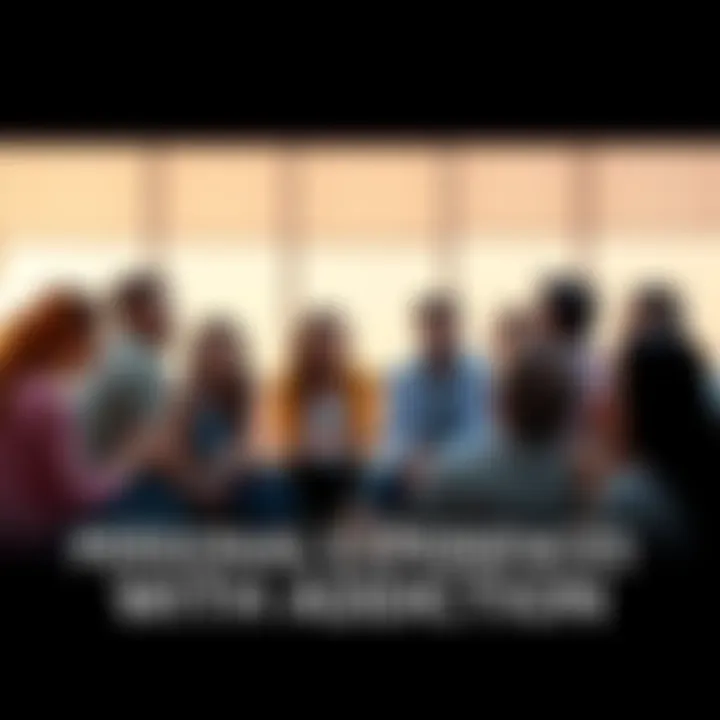 A group of people sitting in a circle, sharing their personal experiences with addiction, showing support and understanding.